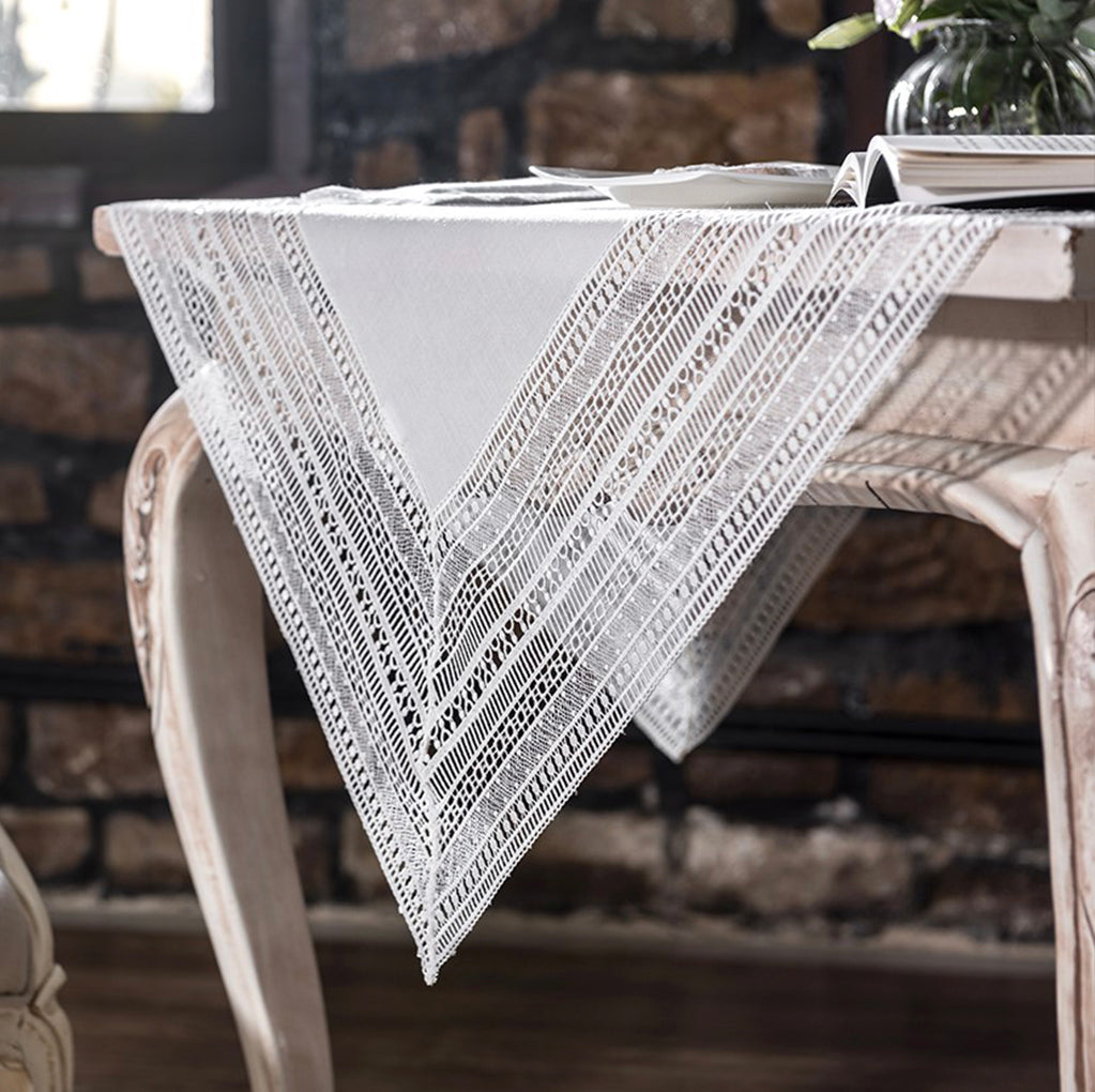 جلوريا - مفرش طاولة - أبيض