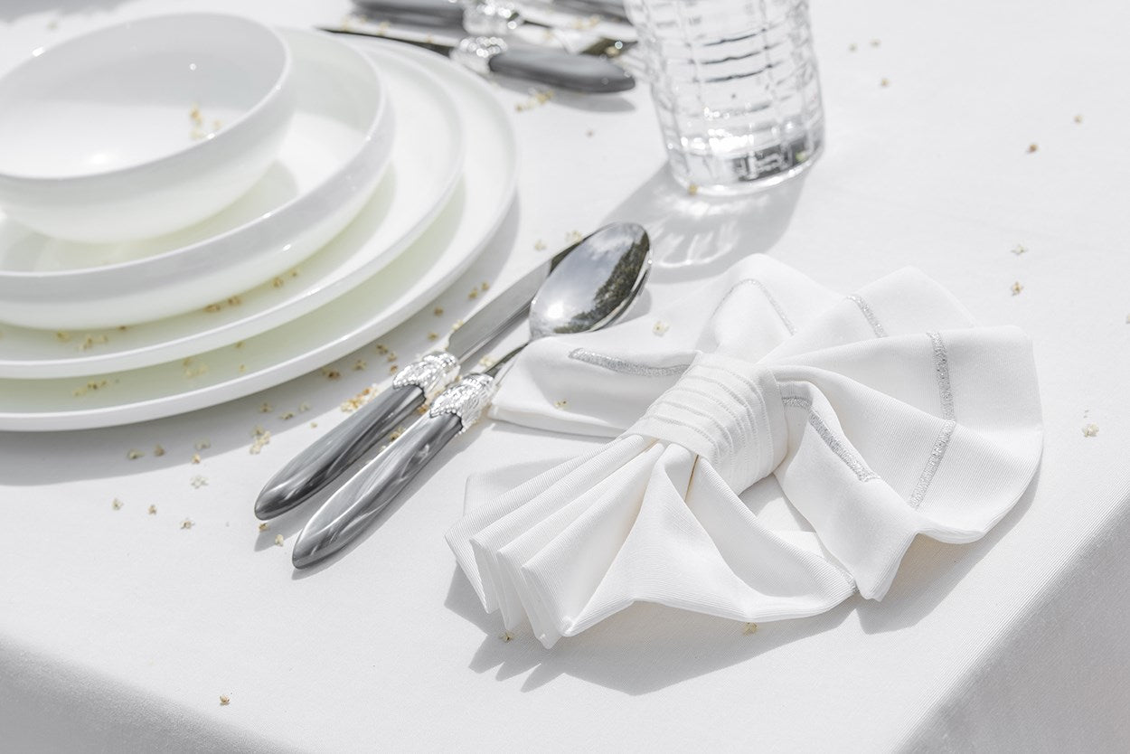 2 SIRA PIKOLU - مجموعة مناديل - أبيض/فضي