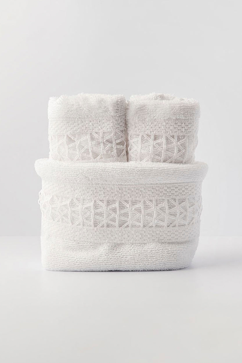 KASSIA BASKET TOWEL SET - WHITE