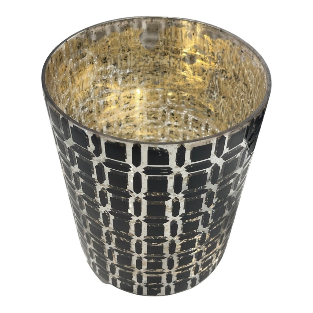 BLACK & SILVER CANDLE HOLDER