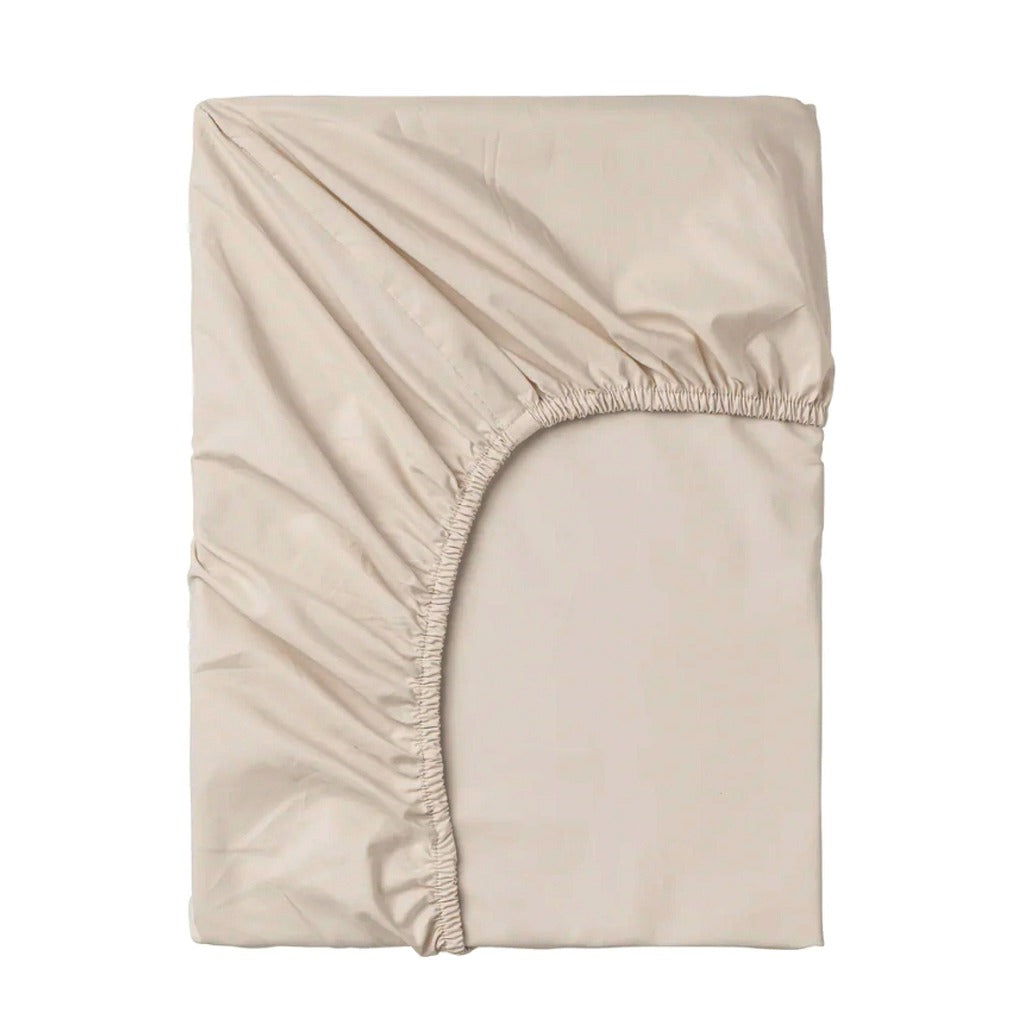 PLAIN COTTON SATEEN FITTED SHEET 300 TC