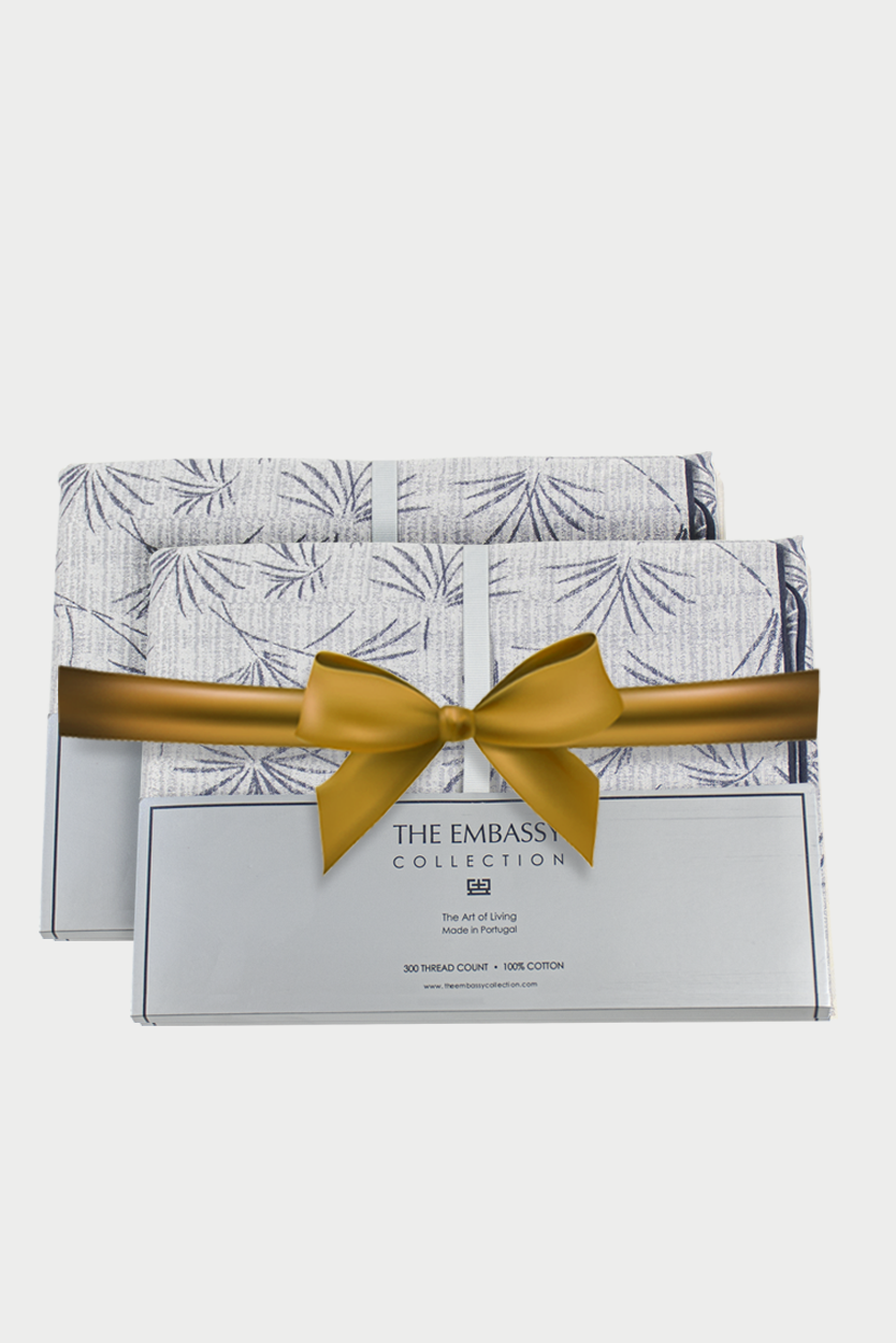 طقم بيت لحاف بلو تري قوين 5 قطع من القطن المصري