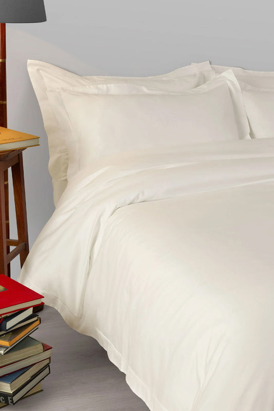 HEMSTITCH 400TC DUVET COVER IVORY