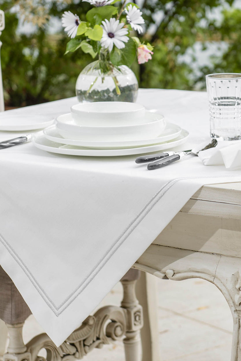 2 SIRA PIKOLU - TABLECLOTH - WHITE/SILVER