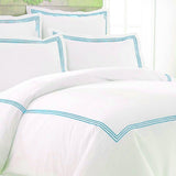 3 ROW EMBROIDERY EGYPTION COTTON SATEEN KING DUVET COVER SET OF ( 6 PCS )